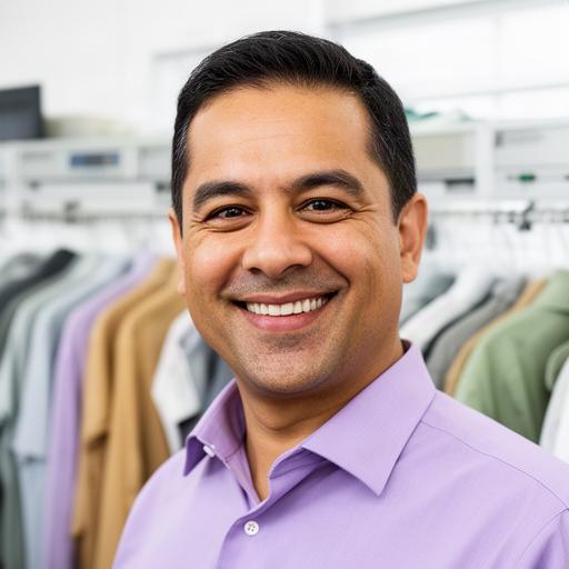 Dmon Batisa, founder of a local dry cleaning company, smiling in a Santa Ana workshop